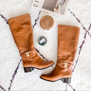Michael Kors Hamilton Riding Boots in Luggage